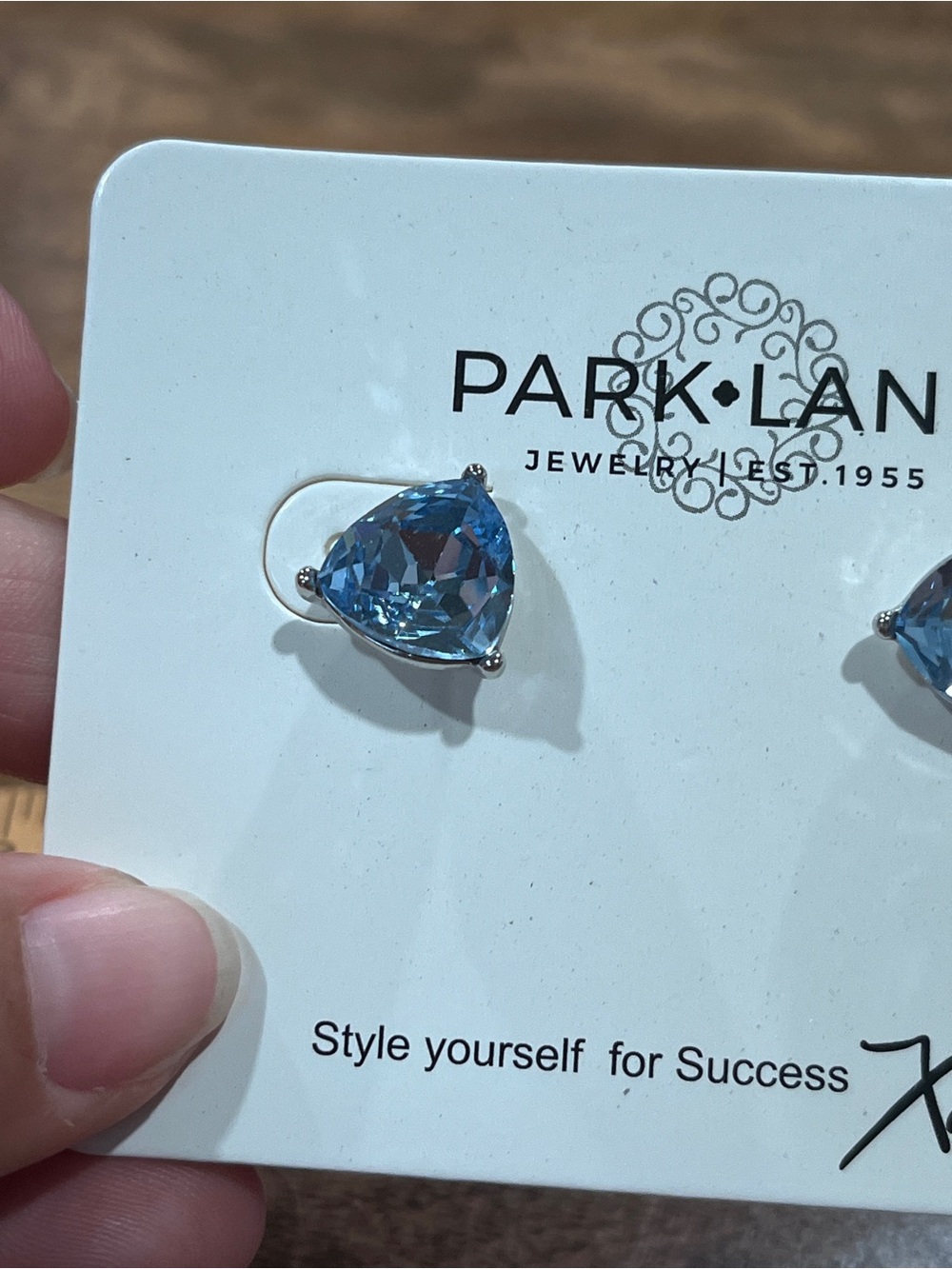 Park Lane Bonnet Sky Blue Trillion Stud Earrings NWT - Picture 2 of 7
